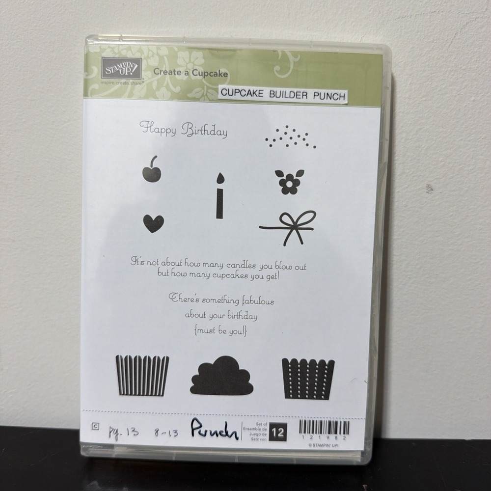 Stampin' Up! Set Create a Cupcake Birthday Card Candle Heart Cherry Bow Flower